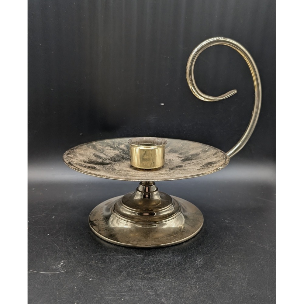 Baldwin Brass Chamberstick Candle Holder Finger Loop Handle Colonial Style